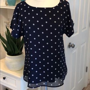 BANANA REPUBLIC NAVY POLKA DOT TOP